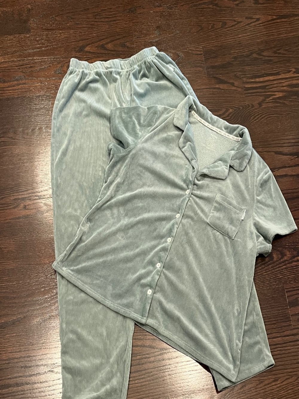 Nine West Sage Green 2-Piece Ribbed Velour Pajama Set XL